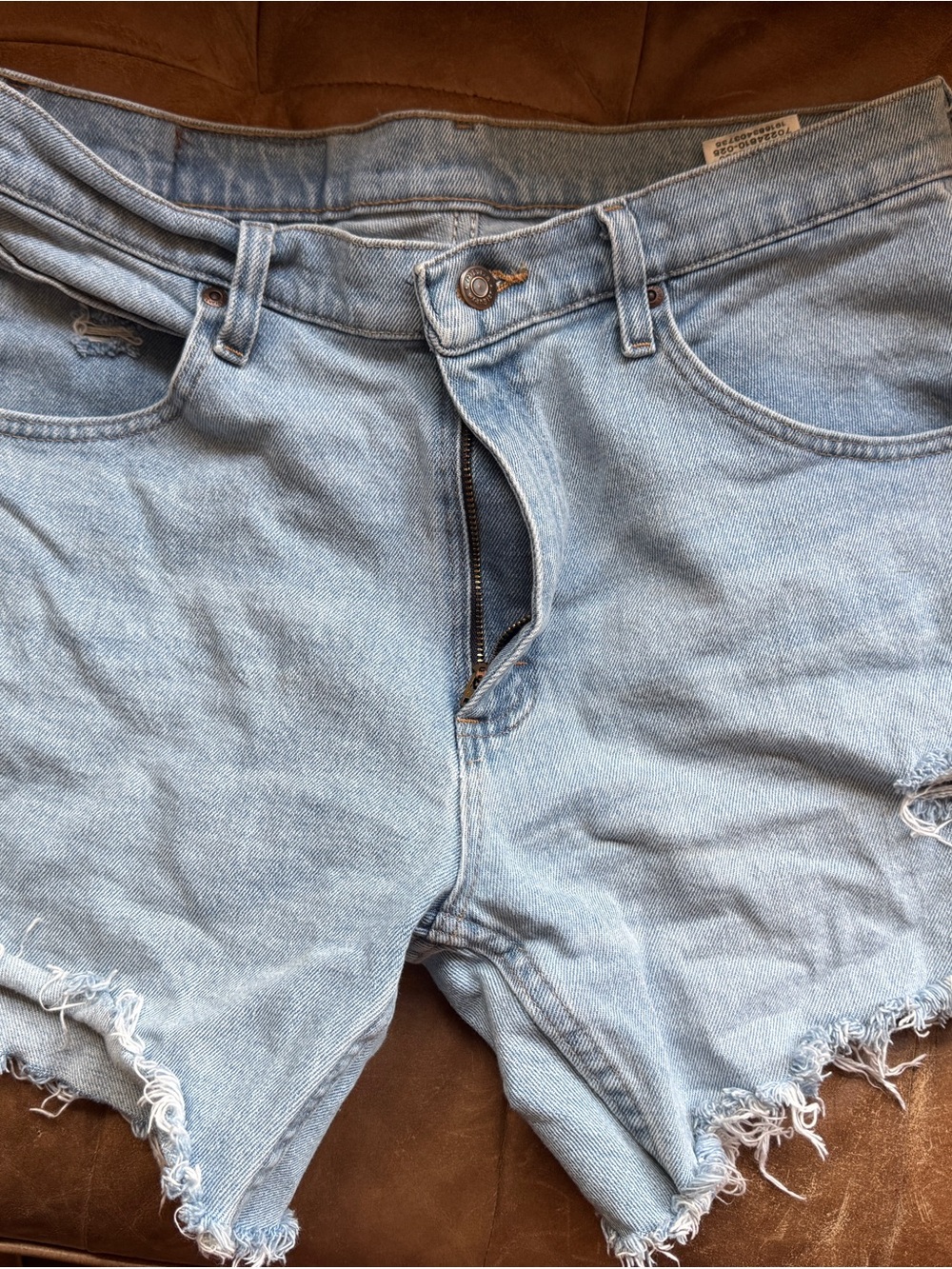 Wrangler Light Blue Distressed Denim Cutoff Shorts